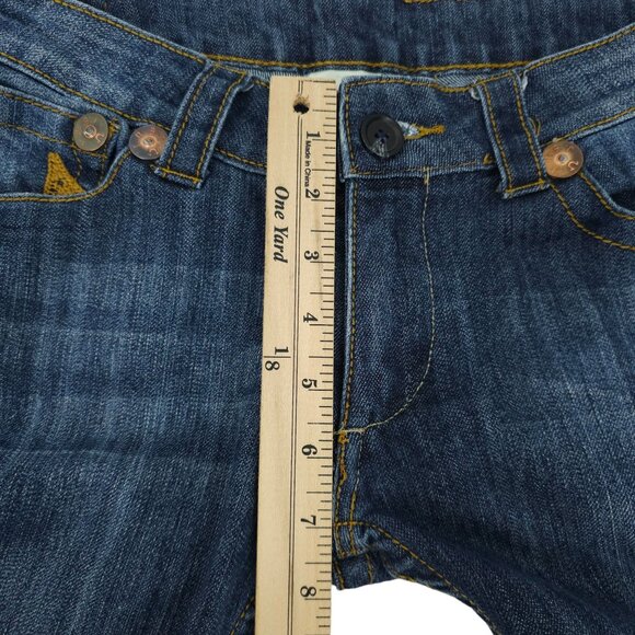 True Religion Bobby Jeans Straight Leg Low Rise Sz 30 Short DarkWash Stretch Y2K - Picture 9 of 14